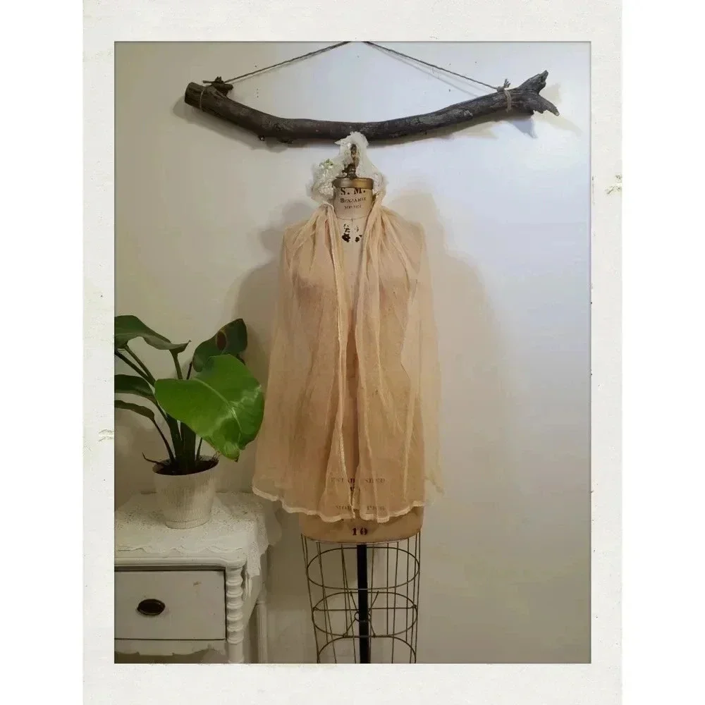 Antique Floral Festival Gypsy Wedding Long Cap Veil